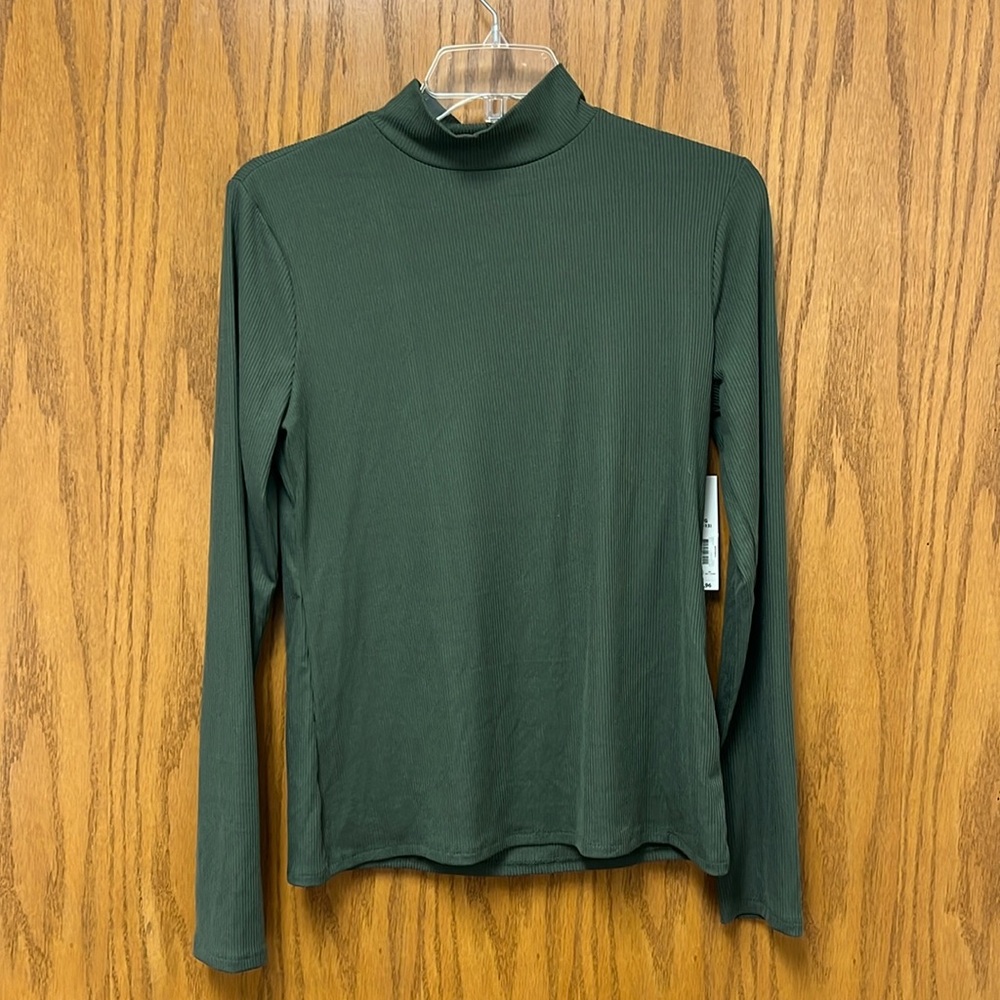 Olive Green Ribbed Mock Neck Sweater